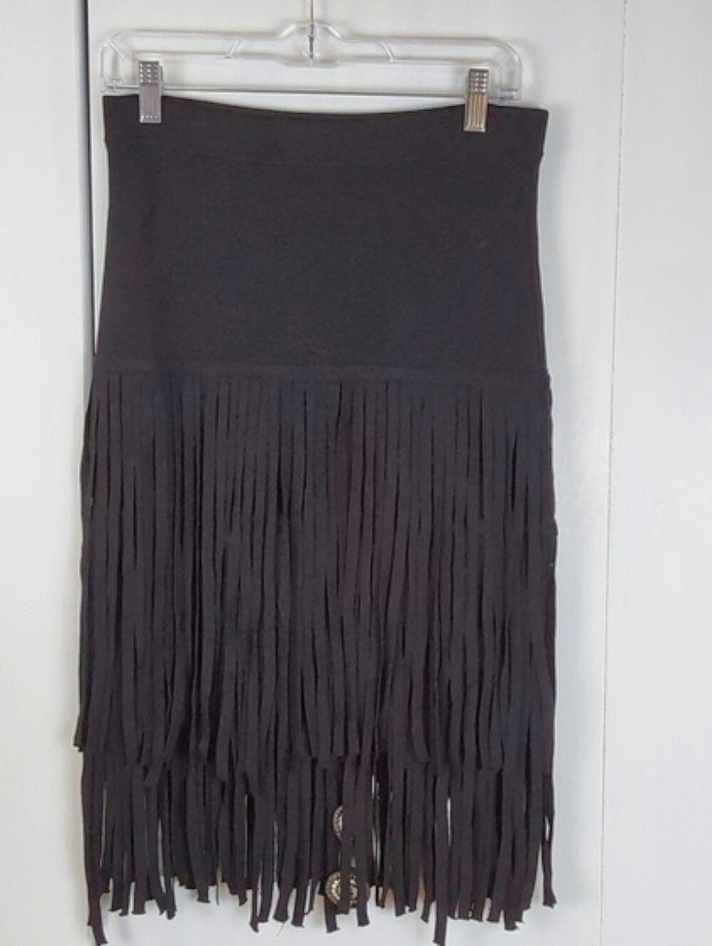 Endless Rose| Black Mini Skirt With Long Fringe Western,Whimsigoth,Edgy Sz.M